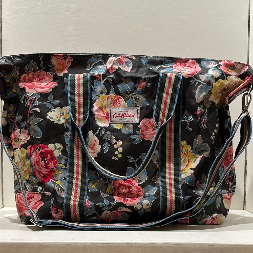 CATH KIDSTON “Garden Rose” Large Grey Floral Foldable Overnight Tote Bag